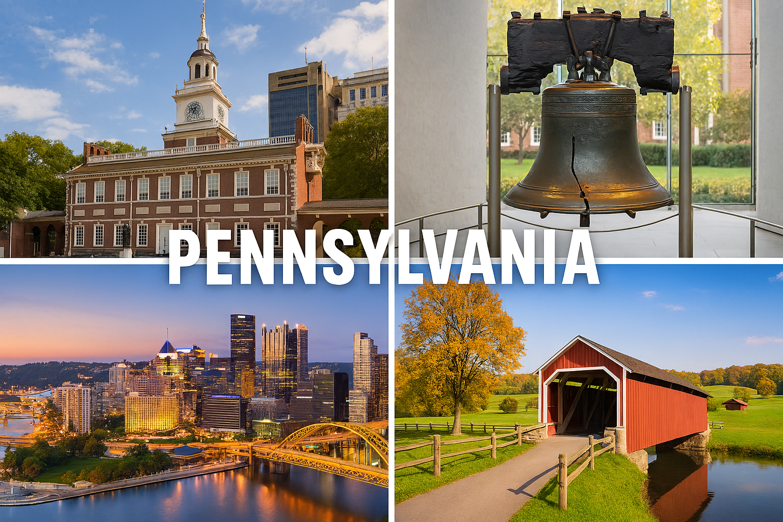 Pennsylvania landmarks and cityscape collage.