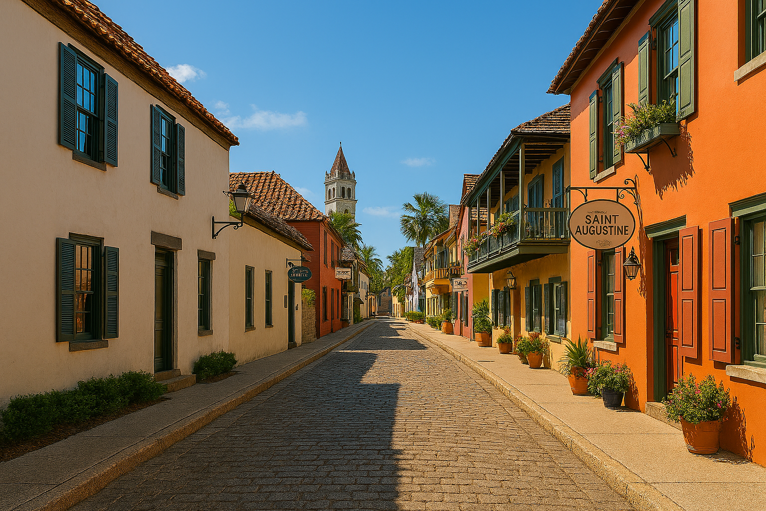 Colorful street in Saint Augustine, Florida.